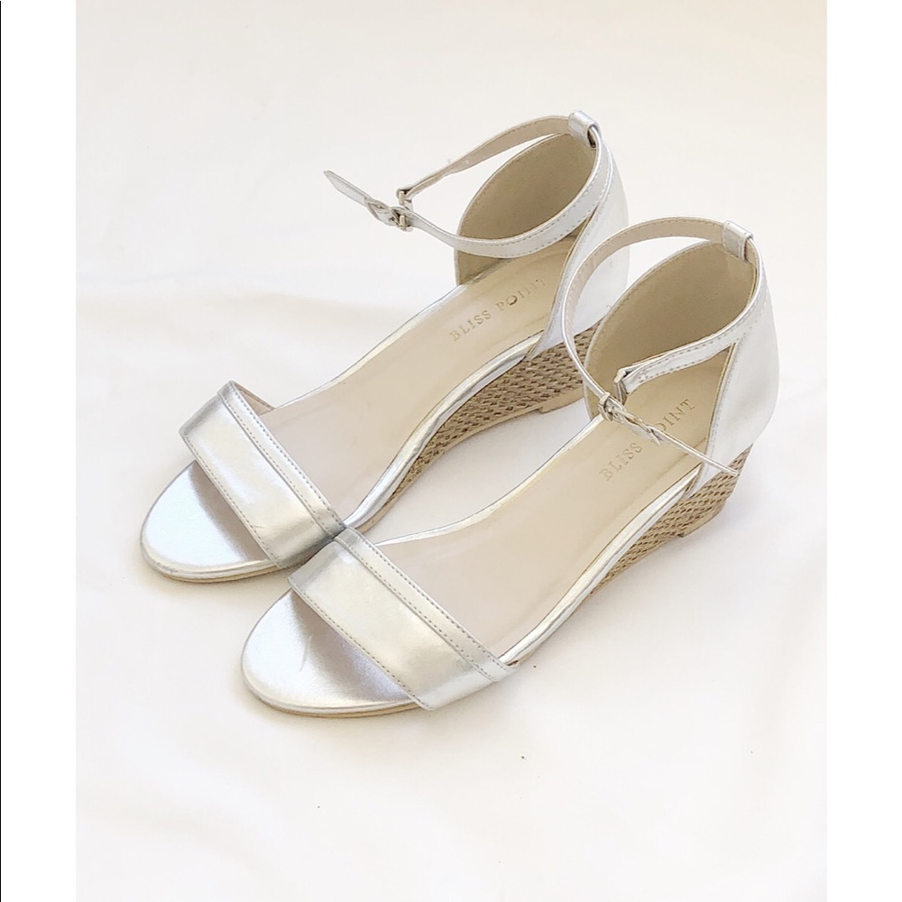 Silver sandals low heeled shoes